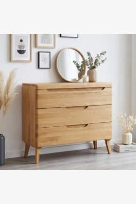 Eichenkommode Prag skandinavisch massiv 3 Schubladen natur